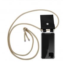 Tour de cou chaîne pour Apple iPhone 11 PRO en MARRON BRILLANT Housse de protection Étui en silicone avec anneaux argentés, cordon de serrage et étui 
