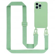 Tour de cou chaîne pour Apple iPhone 13 PRO en LIQUID LIGHT GREEN Housse de protection en silicone avec cordelette réglable