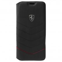 Ferrari Heritage Coque clapet en cuir véritable pour Samsung Galaxy S8+, Noir