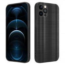 Coque pour Apple iPhone 12 PRO MAX en Brushed Noir Housse de protection Étui en silicone TPU flexible au design brossé