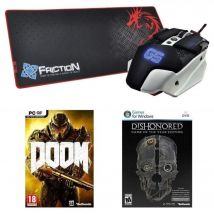 DRAGON WAR Pack : Souris Warlord + Tapis de souris Speed Edition + Jeu PC Doom + Jeu PC Dishonored GOTY