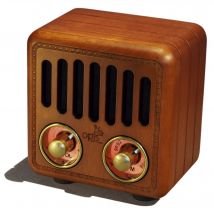 Petit Haut-parleur Bluetooth Rétro en Bois et Radio VHF (Merisier)