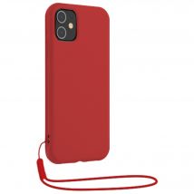 Coque iPhone 12 / 12 Pro Silicone + dragonne assortie Rouge Bigben