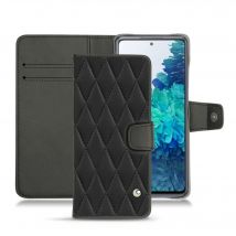 Funda de piel Samsung Galaxy S20 FE - Solapa billetera - Negro - Piel lisa cosida - Nuevo