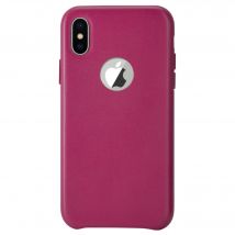 Coque en Cuir Véritable Fabriquée à la Main pour Apple iPhone X, Rose Fuchsia
