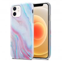 Coque pour Apple iPhone 12 / 12 PRO en Marbre Rose Blanc No. 15 Housse de protection Étui en silicone TPU avec motif mosaïque