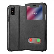 Funda para Apple iPhone XS MAX en COMET NEGRO Funda protectora con cierre magnético, función de soporte y 2 ventanas de visualización. - Nuevo