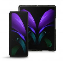 Funda de piel Samsung Galaxy Z Fold2 - Segunda piel - Negro - Piel lisa de primera calidad - Nuevo