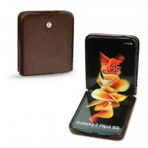 Funda de piel Samsung Galaxy Z Flip3 - Segunda piel - Marrón - Piel granulada - Nuevo