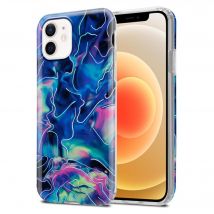 Coque pour Apple iPhone 12 / 12 PRO en Marbre Bleu Rose No. 17 Housse de protection Étui en silicone TPU avec motif mosaïque