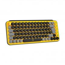 Logitech POP Keys Wireless Mechanical Keyboard With Emoji Keys clavier Universel RF sans fil + Bluetooth AZERTY Français Noir, Gris, Jaune