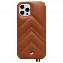 Coque iPhone 12 / 12 Pro Louvre en Cuir matelassé Cognac Artefakt