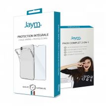 JAYM - Pack Completo Funda + Cristal para Apple iPhone 13 Pro - Funda blanda transparente y resistente + Cristal protector reforzado - Plano 2.5D - 