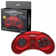 Retrobit - Sega Mega Drive Manette CRIMSON RED 8 boutons sans fil 2.4Ghz - Dongle USB/Port d'Origine