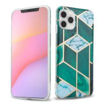 Coque pour Apple iPhone 12 / 12 PRO en Marbre Or Blanc Vert Foncé No. 6 Housse de protection Étui en silicone TPU avec motif mosaïque