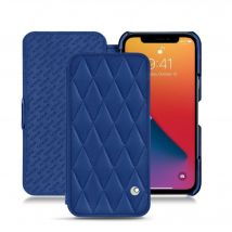 Funda de piel Apple iPhone 13 Pro - Solapa horizontal - Azul - Piel lisa cosida - Nuevo