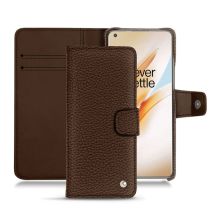 Housse cuir OnePlus 8 Pro - - Marron - Cuir grainé