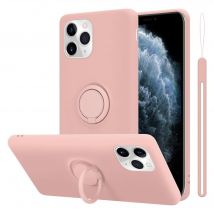 Coque pour Apple iPhone 11 PRO MAX en LIQUID PINK Housse de protection Étui en silicone TPU flexible avec anneau
