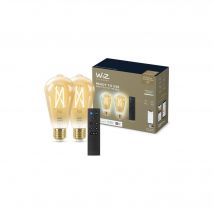 Kit de démarrage WiZ 2 ampoules connectées Edison Blanc variable E27 50W + Télécommande nomade variateur de lumiere