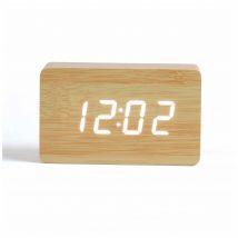 LIVOO RV150BC - Horloge digitale aspect bois - Affichage LED blanc - Fonctions horloge, réveil, calendrier, thermomètre