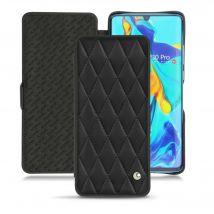 Funda de piel Huawei P30 Pro - Solapa horizontal - Negro - Piel lisa cosida - Nuevo