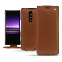 Housse cuir Sony Xperia 1 - Rabat vertical - Marron - Cuir lisse