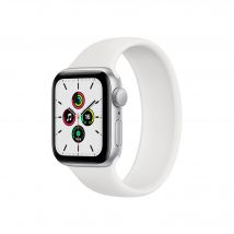 Watch SE OLED 44 mm - Boîtier en Aluminium Argent - GPS - Bracelet Sport - Blanc