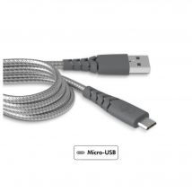 Câble Ultra-renforcé USB A/micro USB 2m 2.1A Garanti à vie Gris Force Power