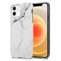 Coque pour Apple iPhone 12 PRO MAX en Marbre Blanc Gris No. 23 Housse de protection Étui en silicone TPU avec motif mosaïque