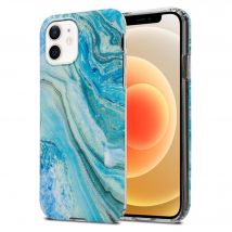 Coque pour Apple iPhone 12 / 12 PRO en Marbre Bleu Vert No. 25 Housse de protection Étui en silicone TPU avec motif mosaïque