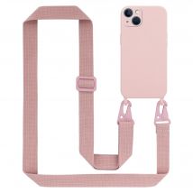 Tour de cou chaîne pour Apple iPhone 13 en LIQUID PINK Housse de protection en silicone avec cordelette réglable