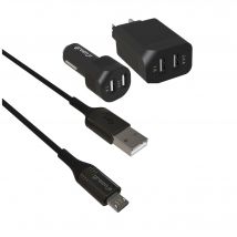 GREEN E - KIT DI RICARICA dal design ecologico (cavo da micro-USB a USB + adattatore per spina + adattatore per accendisigari) - Nuovo