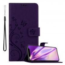 Funda para Apple iPhone XS MAX en DARK LILAC FLORAL Funda protectora en diseño floral con cierre magnético, función de soporte y ranuras para tarjetas