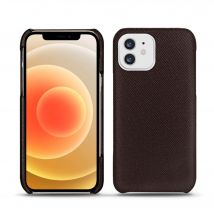 Apple iPhone 12 Funda de piel - Contraportada - Marrón hechizante ( Pantone #4e3629 ) - Piel saffiano - Nuevo