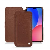 Housse cuir Apple iPhone 14 Pro Max - Rabat horizontal - Marron - Cuir saffiano