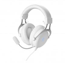 Deltaco Gaming - WHITE LINE WH85 - Casque gaming LED, haut-parleurs stéréo 57mm, Cuir PU, PC/MAC/Console/Mobile, Blanc