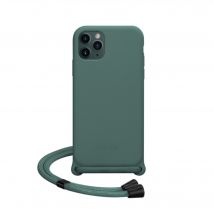 Coque en gel de silicone doux en bandoulière pour Apple iPhone 11 Pro, Vert mousse