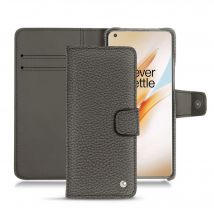 Housse cuir OnePlus 8 Pro - - Gris - Cuir grainé