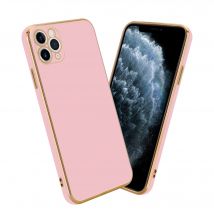 Coque pour Apple iPhone 12 PRO en Glossy Rose - Or Housse de protection Étui en silicone TPU flexible et avec protection pour appareil photo