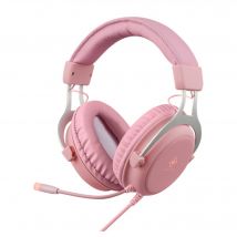 Deltaco Gaming - WHITE LINE WH85 - Casque gaming LED, haut-parleurs stéréo 57mm, Cuir PU, PC/MAC/Console/Mobile, Blanc