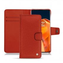 Funda de piel OnePlus 9 Pro - Solapa billetera - Naranja - Piel granulada - Nuevo