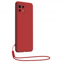 Coque Xiaomi Mi 11 5G Silicone + dragonne assortie Rouge Bigben