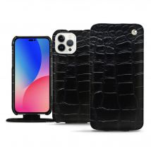 Housse cuir Apple iPhone 14 Pro Max - - Noir - Cuir Abaca