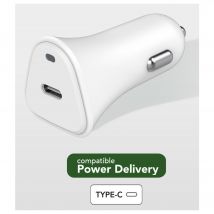 Chargeur voiture USB C PD 25W Power Delivery Souple Blanc Just Green