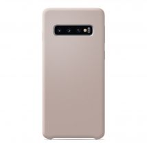 Coque silicone unie Soft Touch Sable rosé compatible Samsung Galaxy S10