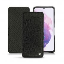 Funda de piel Samsung Galaxy S21 - Solapa horizontal - Negro - Piel granulada - Nuevo