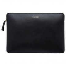 Housse en cuir véritable Saffiano pour MacBook Pro Retina Thunderbolt 3 USB-C & Macbook Air 2018 13 pouces, Minuit Noir