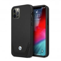 BMW Étui pour iPhone 12/12 Pro 6.1 Cuir noir perforé