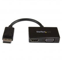 StarTech.com Adaptateur audio / vidéo de voyage - Convertisseur 2-en-1 DisplayPort vers HDMI ou VGA - Noir