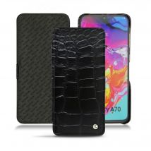Housse cuir Samsung Galaxy A70 - - Noir - Cuir Abaca